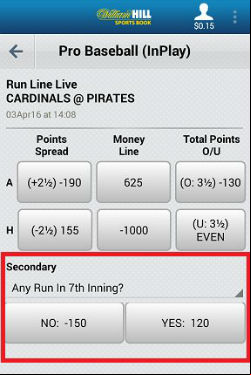 The continuous live, in-play wagering on the William Hill sportsbook app is the only one of its kind in Nevada.